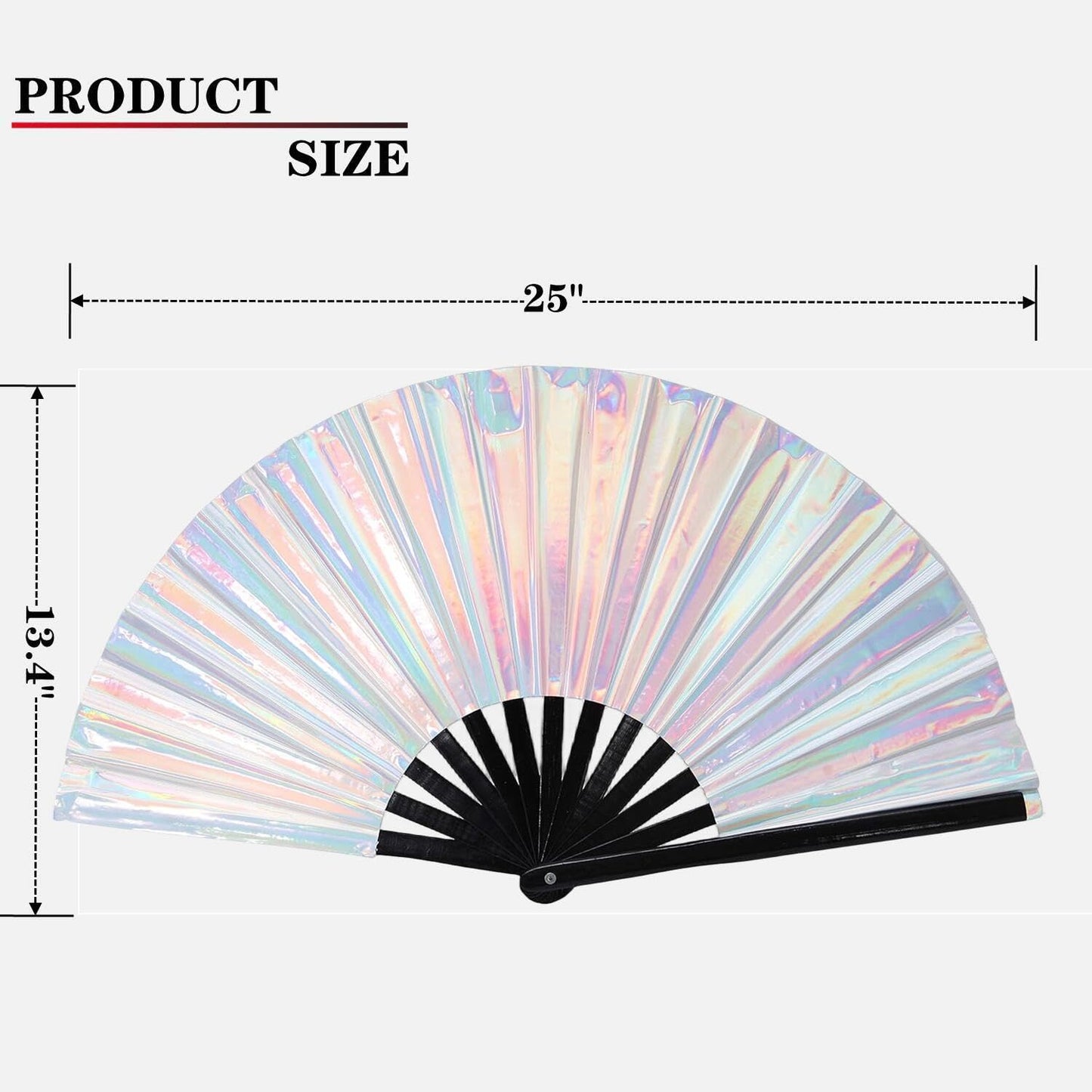 5pcs set Rave Fan - Large Folding Fan - Clack Fan -holographic silver